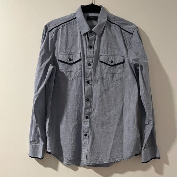 7Diamonds Premium Safari Inn 7DIAMONDS FIT Blue Mens M 100% Cotton Western Style - Picture 2 of 8